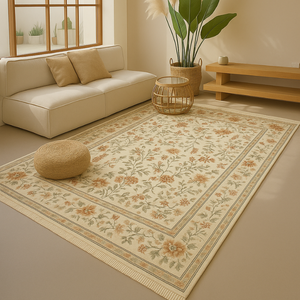 Vloerkleed Oriental Flowers - Geel/Crème