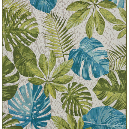 Vloerkleed Tropical Leaves Rechthoekig - Turkooisgroen