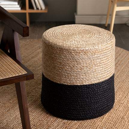 Vloerkleed Pouf Looma Rechthoekig - Natuur Goud Zwart