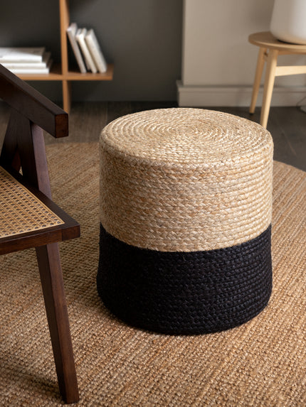 Vloerkleed Pouf Looma Rechthoekig - Natuur Goud Zwart