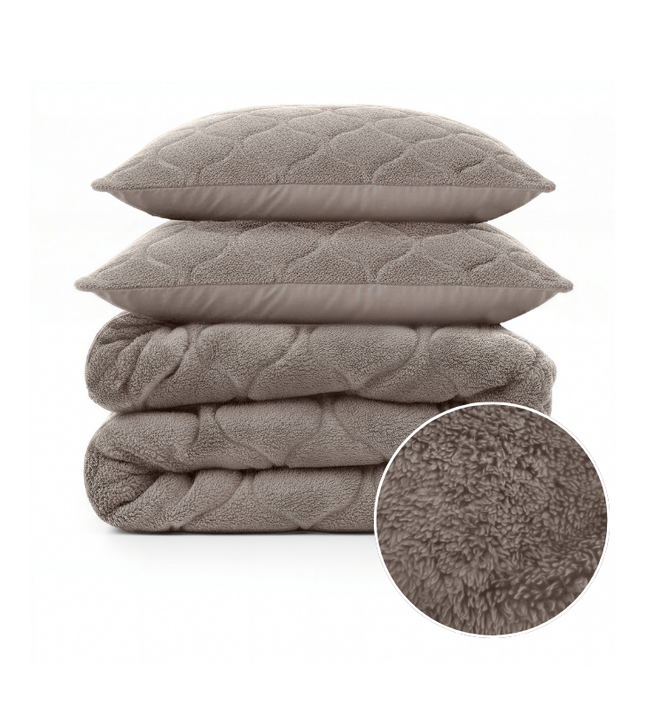 Lazy Dekbed Zonder Overtrek - Teddy - Taupe/Grijs