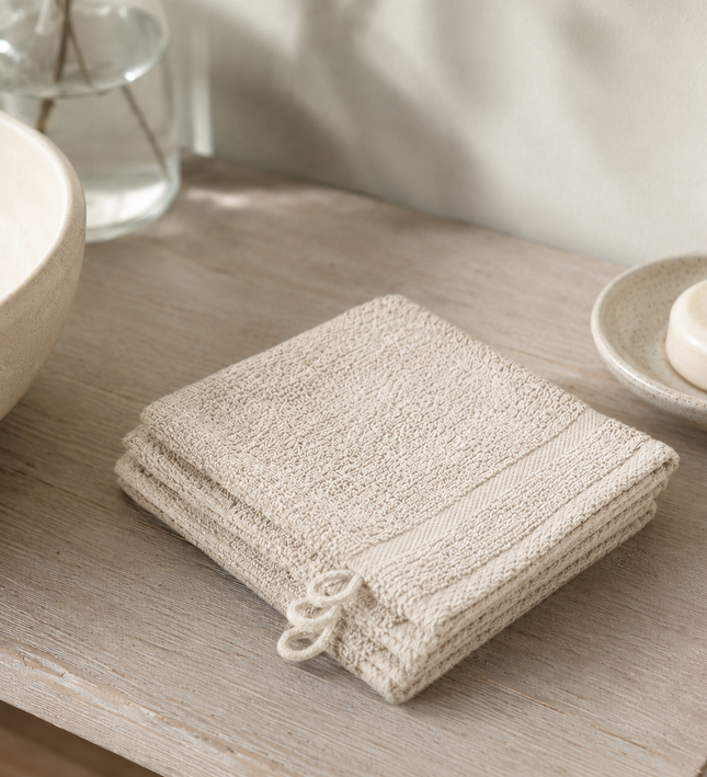 3-PACK Washandjes - Crème