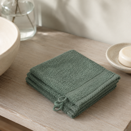 3-PACK Washandjes - Olijfgroen