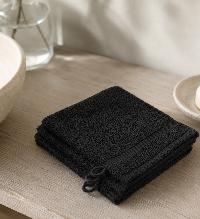 3-PACK Washandjes - Zwart