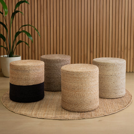 Vloerkleed Pouf Looma Rechthoekig - Natuur Goud Zwart
