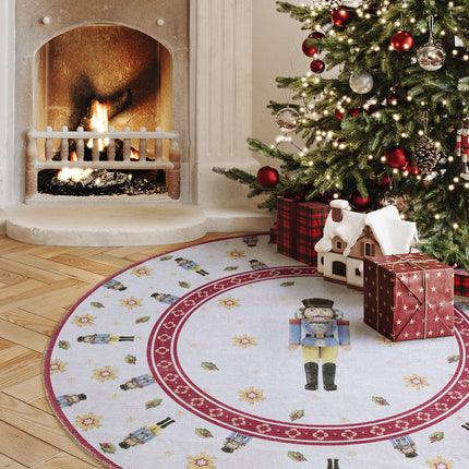 Vloerkleed Nutcracker Rond - Creme rood