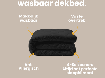 Easy Dekbed Zonder Overtrek - 4 Seizoenen - Zwart