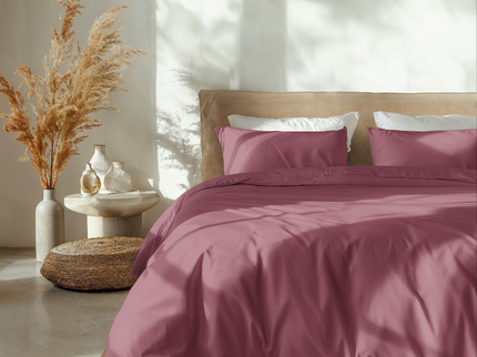 Dekbedovertrek Percale Katoen Uni - Oud Roze