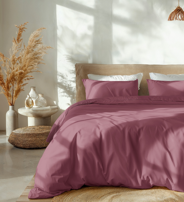 Dekbedovertrek Percale Katoen Uni - Oud Roze