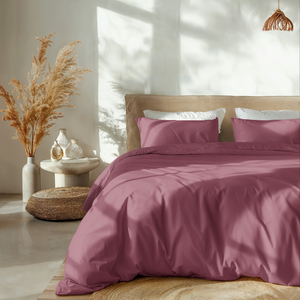 Dekbedovertrek Percale Katoen Uni - Oud Roze