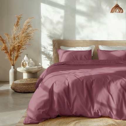 Dekbedovertrek Percale Katoen Uni - Oud Roze