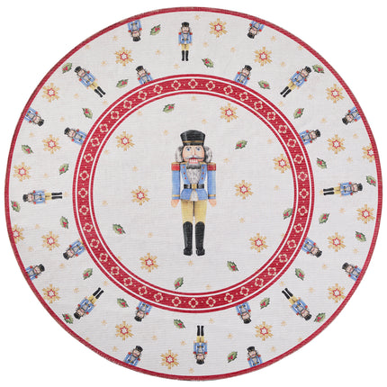 Vloerkleed Nutcracker Rond - Creme rood