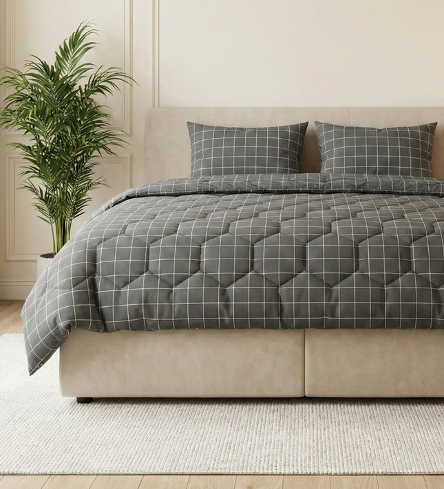 Easy Dekbed Zonder Overtrek - McGregor Squares - Grijs