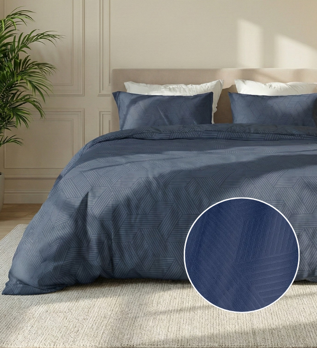 Dekbedovertrek Embossed Geometric - Blauw