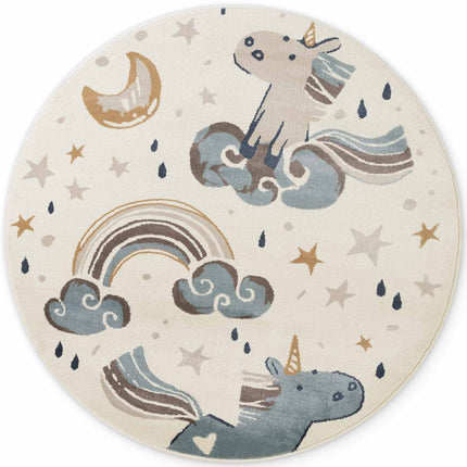 Vloerkleed Einhorn Rond - Creme Multicolor