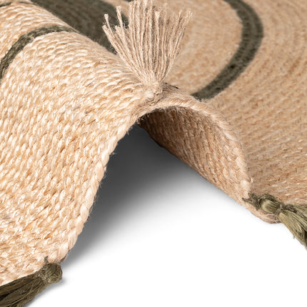 Vloerkleed Basil Rond - Natuur Goud Groen