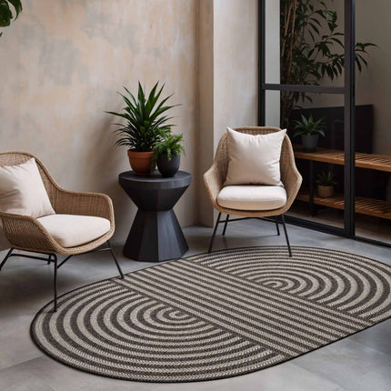 Vloerkleed Woodfield Ovaal - Zwart/Wit