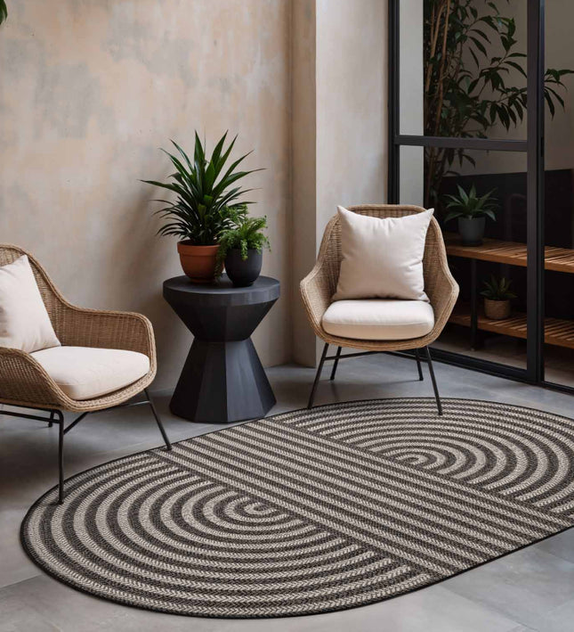 Vloerkleed Woodfield Ovaal - Zwart Wit