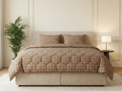 Easy Dekbed Zonder Overtrek - McGregor Squares - Taupe