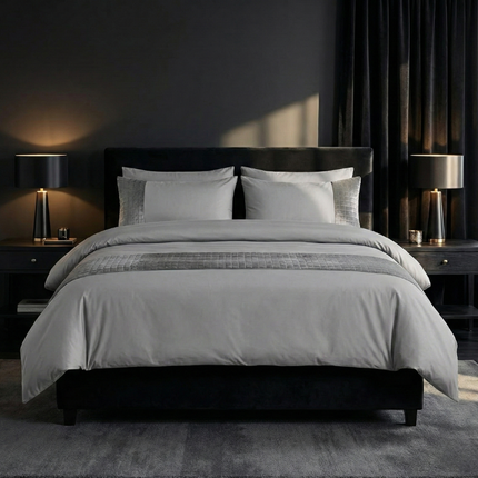 Dekbedovertrek Velvet Band - Sand/Grijs