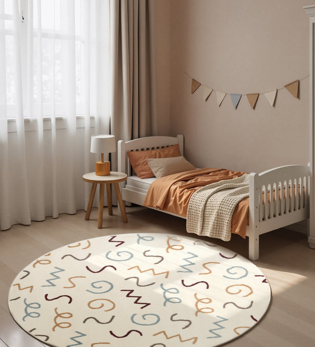 Vloerkleed Fiete Rond - Creme Multicolor