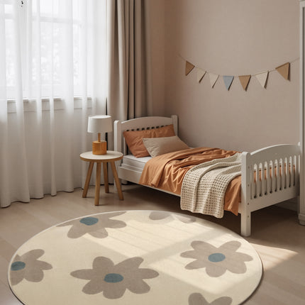 Vloerkleed Bloomy Rond - Creme Multicolor
