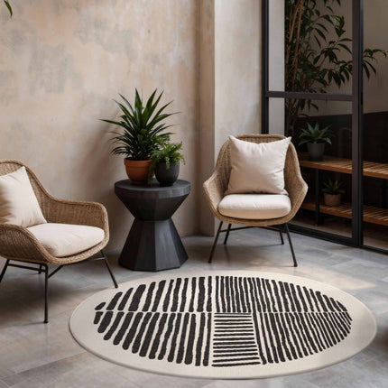 Vloerkleed Bounds Rond - Zwart Wit