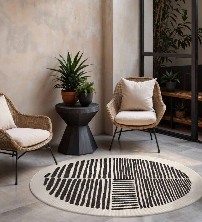 Vloerkleed Bounds Rond - Zwart Wit