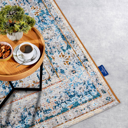 Vloerkleed Teppich Rene Rechthoekig - Crème/Blauw