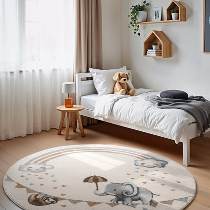 Vloerkleed Walk like an Elephant Rainbow Rond - Creme, veelkleurig