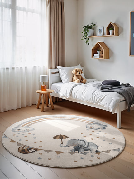 Vloerkleed Walk like an Elephant Rainbow Rond - Creme, veelkleurig