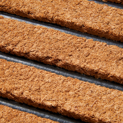 Vloerkleed Gummi Kokos Striped Rechthoekig - Kokos zwart