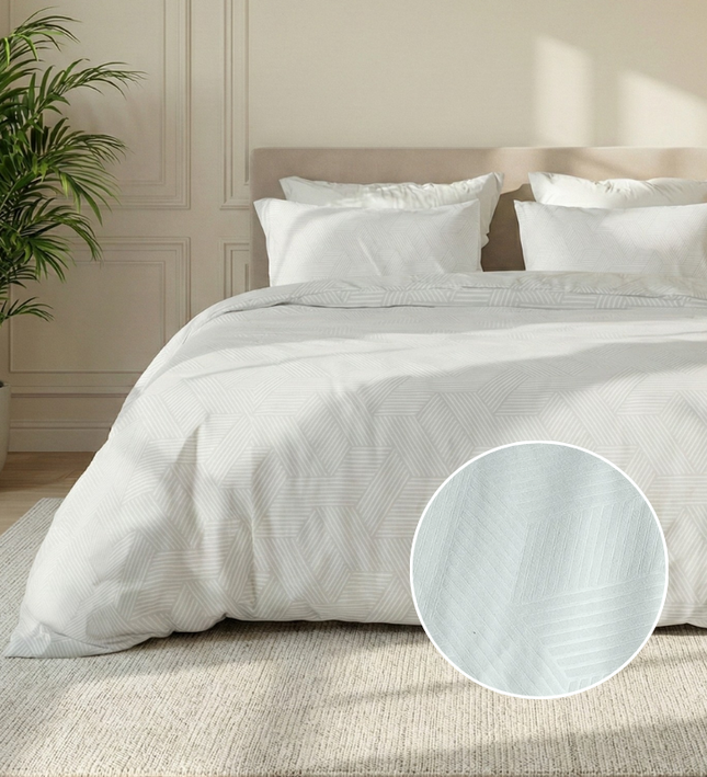 Dekbedovertrek Embossed Geometric - Wit