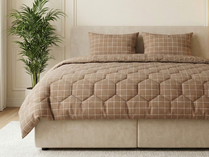 Easy Dekbed Zonder Overtrek - McGregor Squares - Taupe