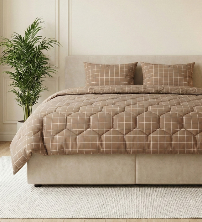 Easy Dekbed Zonder Overtrek - McGregor Squares - Taupe