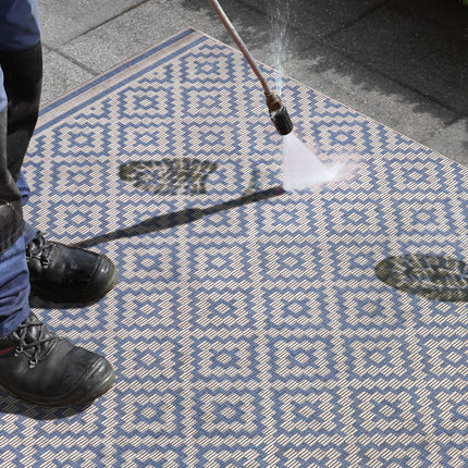 Vloerkleed Raute Rechthoekig - blauw, creme