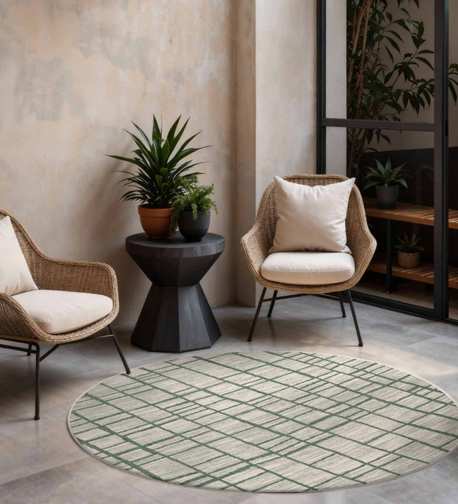 Vloerkleed Crouch Rond - Groen Wit