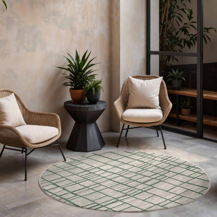 Vloerkleed Crouch Rond - Groen Wit
