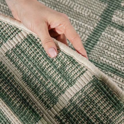 Vloerkleed Crouch Rond - Groen Wit
