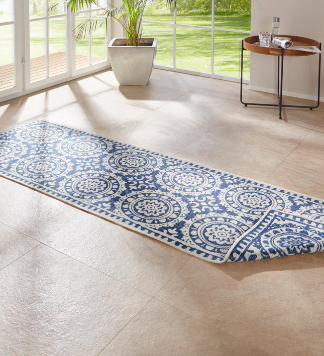 Vloerkleed Jardin  - blauw creme