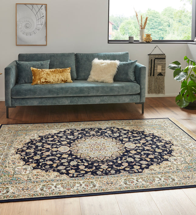 Vloerkleed Antik Nain  - donkerblauw, creme