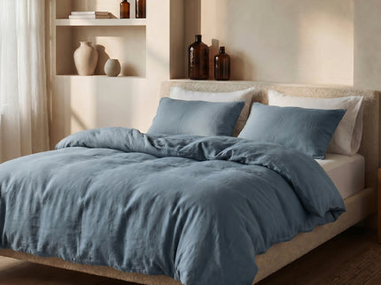 Dekbedovertrek Katoen Stone Washed - Blauw