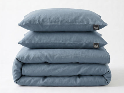 Dekbedovertrek Katoen Stone Washed - Blauw