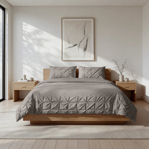 Dekbedovertrek Border Pintuck - Taupe/Grijs