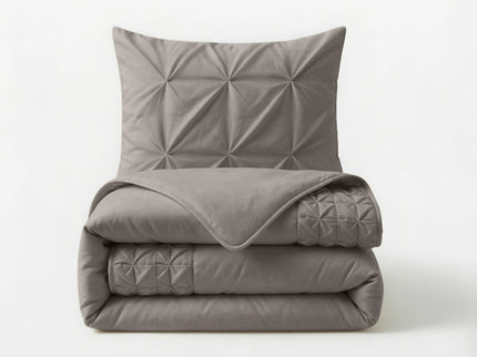 Dekbedovertrek Border Pintuck - Taupe/Grijs