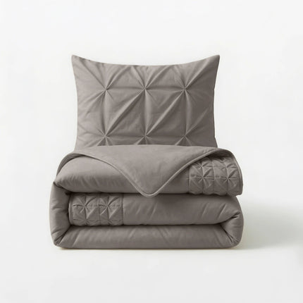 Dekbedovertrek Border Pintuck - Taupe/Grijs