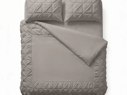 Dekbedovertrek Border Pintuck - Taupe/Grijs