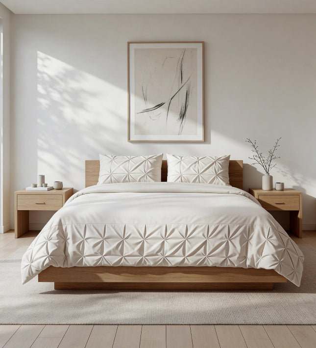 Dekbedovertrek Border Pintuck - Beige