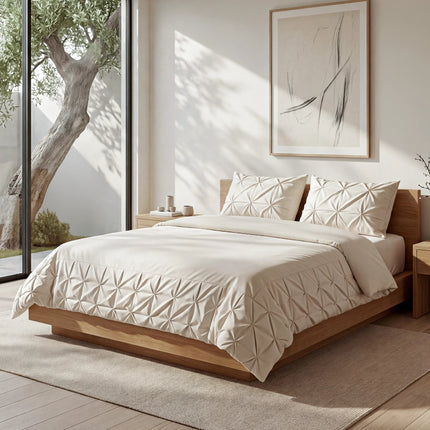 Dekbedovertrek Border Pintuck - Beige