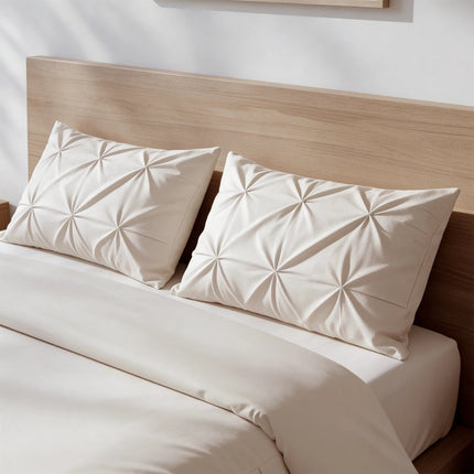 Dekbedovertrek Border Pintuck - Beige